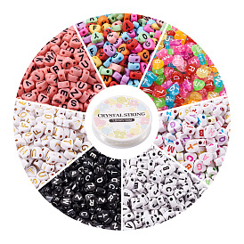 Ювелирные изделия, 1400 шт. Сердце с бусинами с буквами, Эластичная кристальная нить