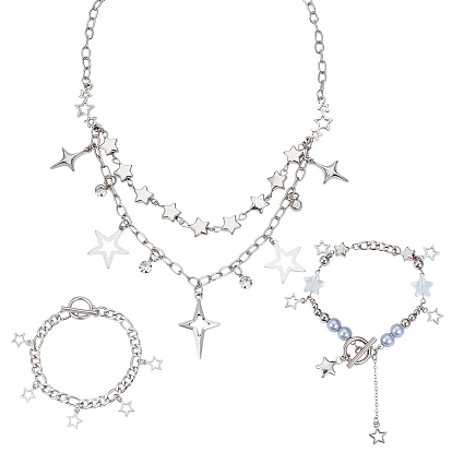 Многослойные ожерелья и цепочки из звездного сплава, браслеты с подвесками, комплекты украшений, с обнаружением железа и смолы