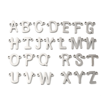 26Pcs Ion Plating(IP) 304 Stainless Steel Connector Charms, Letter A~Z Links