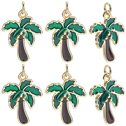 6 кулоны латунные эмалевые шт., с целью перехода в кольце, очарование кокосового дерева, стойки покрытие, прочное покрытие, без кадмия и без свинца
