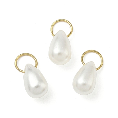 Подвески из акрила с имитацией жемчуга в форме капли, с 304 кольцом из нержавеющей стали