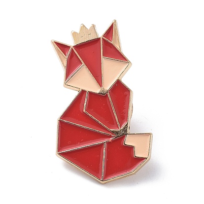 Origami Fox Enamel Pin, Alloy Enamel Brooch for Backpack Clothing, Golden