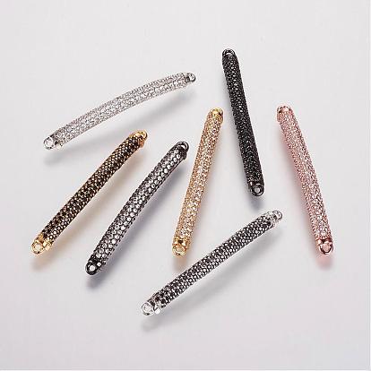 Brass Micro Pave Cubic Zirconia Links, Tube