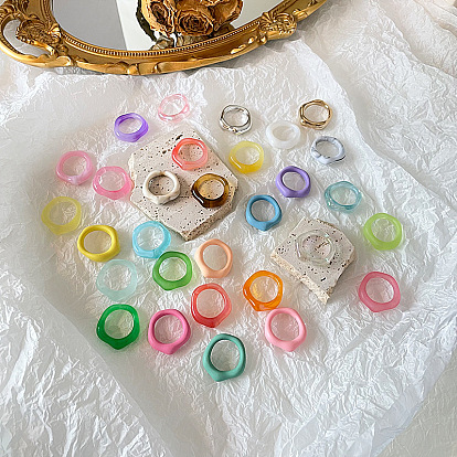 Minimalist Resin Ring Candy Color Cute Student Jewelry European and American Accessory