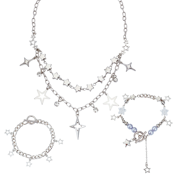 Многослойные ожерелья и цепочки из звездного сплава, браслеты с подвесками, комплекты украшений, с обнаружением железа и смолы