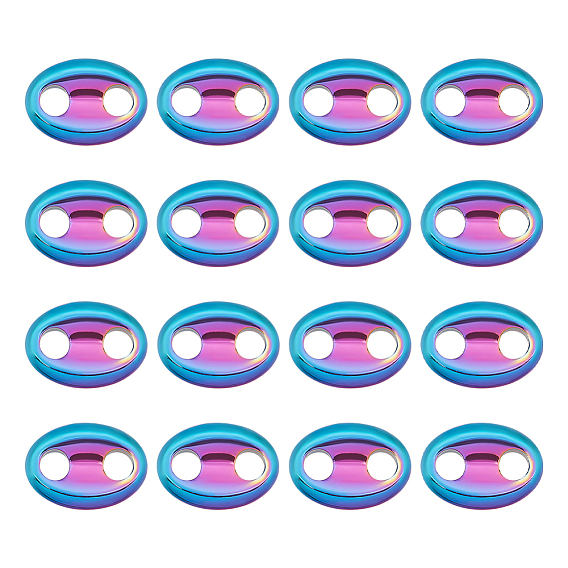 16шт. вакуумное покрытие pvd немагнитный синтетический гематитовый соединительный брелок, овальные