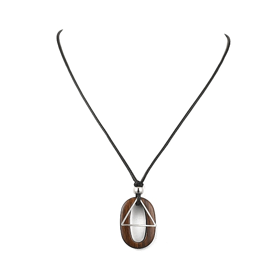 Овальные и треугольные подвески из латуни, акриловые, из черного вощеного полиэфирного шнура, серебряный цвет гальваническим