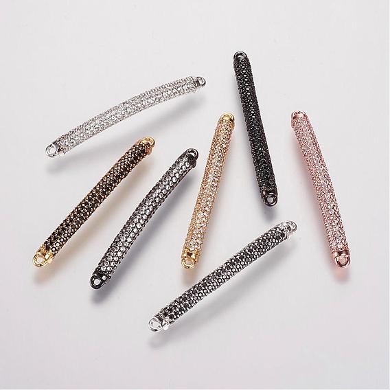 Brass Micro Pave Cubic Zirconia Links, Tube