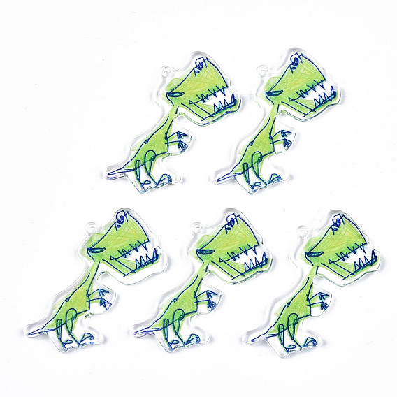 Transparent Printed Acrylic Pendants, Dinosaur Shape