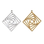 Filigree 304 Stainless Steel Pendants, Laser Cut, Rhombus Charms