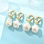 Brass Natural Keshi Pearl Stud Dangle Earrings, Oval & Flower