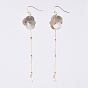 Dangle Earrings, with Natural Freshwater Pearl, Akoya Shell, Brass Earring Findings and Cable Chains