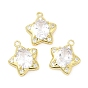 Brass Pave Cubic Zirconia Pendants, with Jump Ring, Long-Lasting Plated, Lead Free & Cadmium Free, Star