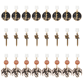 24 pcs 3 estilo plástico tapones antipolvo para móviles, Con colgantes de aleación y resina., dorado