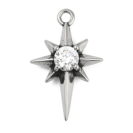 316 кулоны из хирургической нержавеющей стали с микропаве и кубическим цирконием., античное серебро, звезда очарование