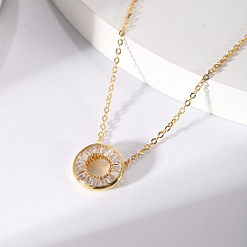 Elegant Brass Crystal Rhinestone Ring Women's Pendants Necklaces for Casual and Workwear