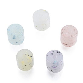 Marbled Stone Style Opaque Acrylic Beads, Column