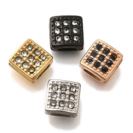 304 Stainless Steel Rhinestone Beads, Square