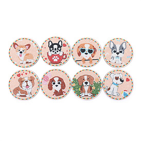 DIY 8Pcs Dog Coasters Diamond Art Painting Kit with Holder, Including Resin Rhinestones, Pen, Tray & Glue Clay