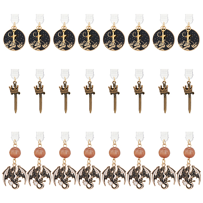 24 pcs 3 estilo plástico tapones antipolvo para móviles, Con colgantes de aleación y resina., dorado