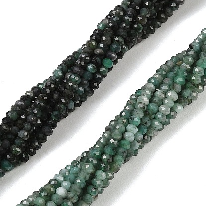 Натуральные изумрудные бисерные пряди, граненые, рондель