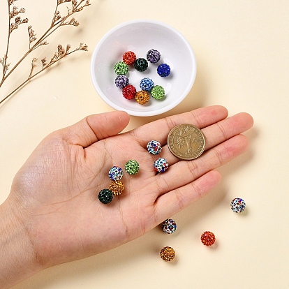 20Pcs Pave Disco Ball Beads, Polymer Clay Rhinestone Beads, Round