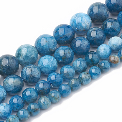 Perles naturelles apatite brins, teint, ronde