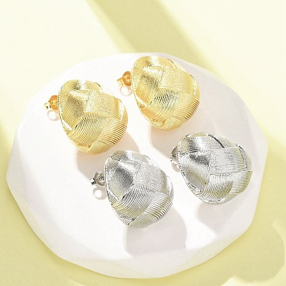 Плетеные овальные латунные серьги-гвоздики, без кадмия и без свинца, стойки покрытие, долговечный