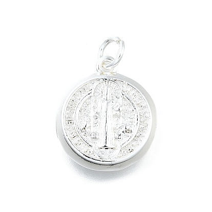 Латунные подвески, плоские круглые прелести, долговечный, без свинца и без кадмия, стойки покрытие, религия, с целью перехода в кольце