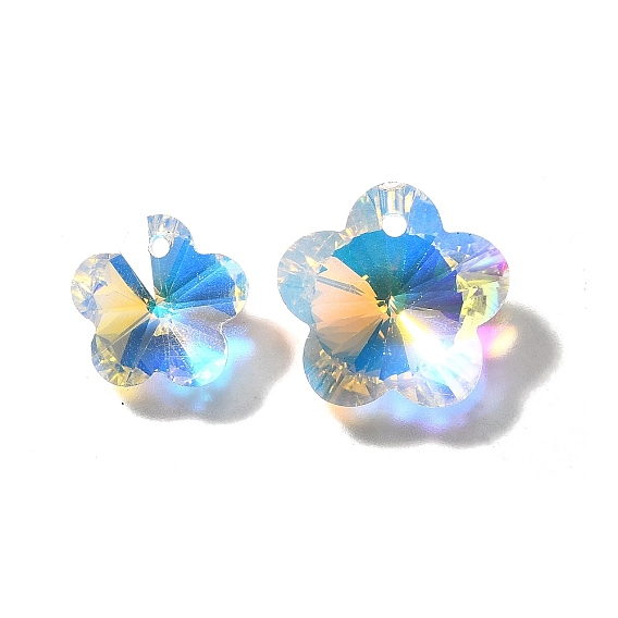 Стеклянные подвески, цветок, AB цвет, граненые
