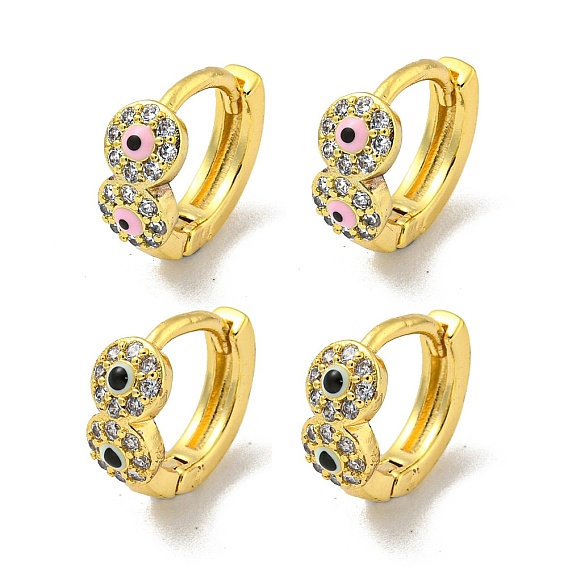 Серьги-кольца из латуни с микропаве из кубического циркония, с эмалью, реальный 18 k позолоченный