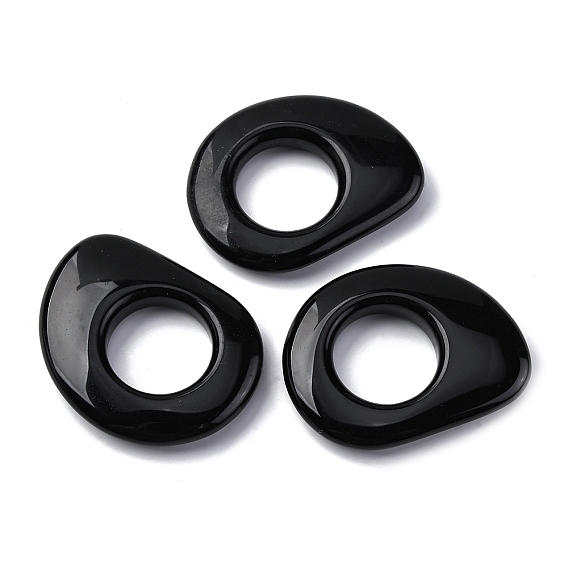 Кольца из натурального черного обсидиана, слеза