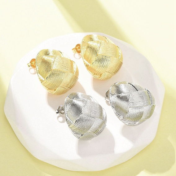 Плетеные овальные латунные серьги-гвоздики, без кадмия и без свинца, стойки покрытие, долговечный