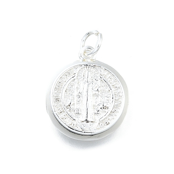 Латунные подвески, плоские круглые прелести, долговечный, без свинца и без кадмия, стойки покрытие, религия, с целью перехода в кольце