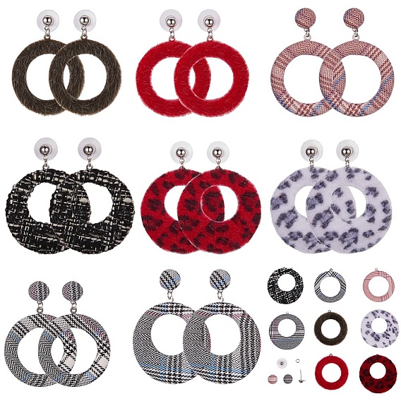 DIY Earring Settings, with Cloth Fabric Covered 
Pendants, Cloth Fabric Cabochons and Stainless Steel Stud Earring Findings