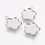 304 Stainless Steel Pendant Cabochon Settings, Plain Edge Bezel Cups, Flower