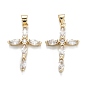 Латунные микропаве прозрачные подвески с фианитом, долговечный, крестик