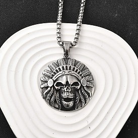 304 ожерелья из нержавеющей стали с кулоном в виде черепа индейца для женщин и мужчин