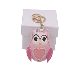 Cute PU Leather Owl Pendant Keychain, for Handbag Backpack Car Key Decoration