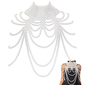 1Имитация жемчуга, круглые бусины, многослойные цепочки на плечо для женщин