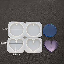 Pendant Silicone Molds, Resin Casting Molds, For UV Resin, Epoxy Resin Jewelry Making, Flat Round and Heart