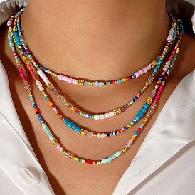 Ожерелья из натуральных ракушек и стекла в этническом стиле с радужными цветами и стеклянными бусинами для женщин, золотые