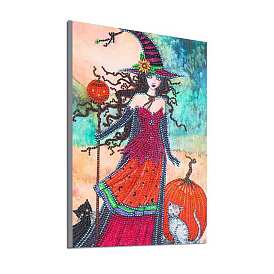 DIY Хэллоуин тема ведьма шаблон алмазная живопись набор, включая сумку со стразами из смолы, алмазная липкая ручка, поднос тарелка и клей глина