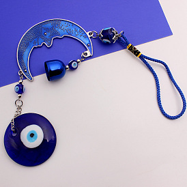 Yiwu jewelry evil eye niche personality blue moon bell evil eye car pendant decoration