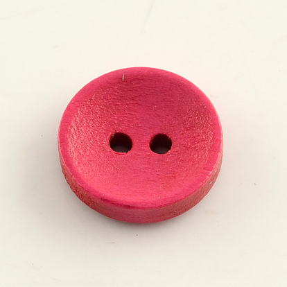 2-Hole Dyed Wooden Buttons, Flat Round, Mixed Color, 20x5mm, Hole: 2mm, about 559pcs/500g