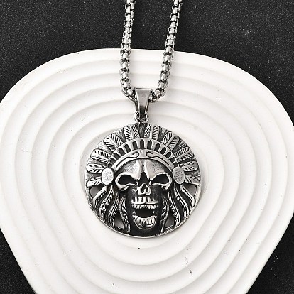 304 ожерелья из нержавеющей стали с кулоном в виде черепа индейца для женщин и мужчин