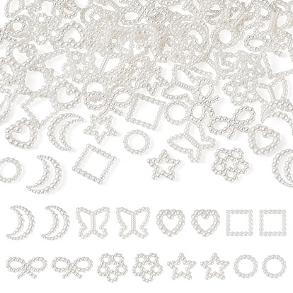 80шт 8 стили смоляные имитация жемчуга кабошоны, украшения для ногтей смешанной формы аксессуары для женщин