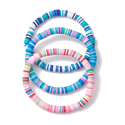 3 шт. 3 цвета, наборы эластичных браслетов из полимерной глины с дисками и бисером, составные браслеты для женщин