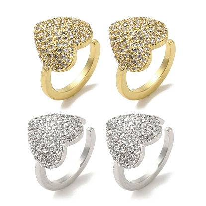 Серьги-манжеты в форме сердца с покрытием из латуни с микро-паве для женщин с кубическим цирконием, без кадмия и без свинца, долговечный