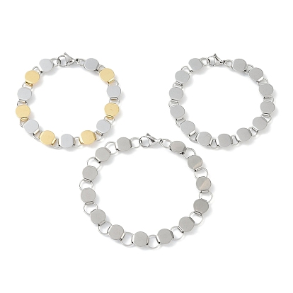 201 браслеты-цепочки с плоскими круглыми звеньями из нержавеющей стали для женщин и мужчин